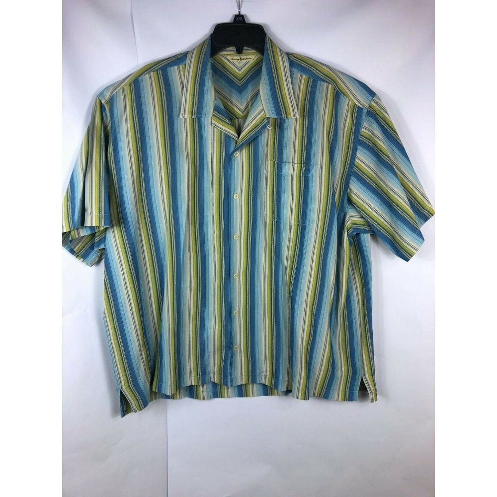 Tommy Bahama Men's 2XL XXL Short Sleeve Button Up Multicolor Silk Shirt A7